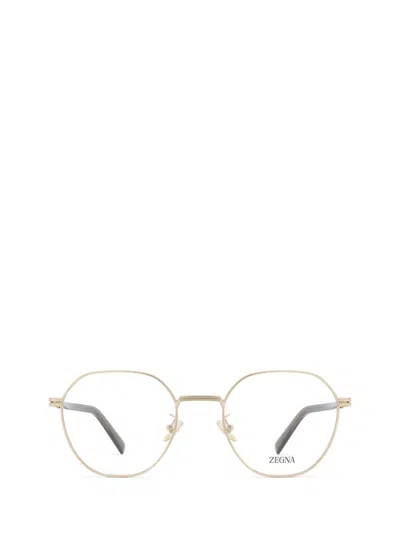 Zegna Eyeglasses In Shiny Pale Gold / Shiny Dark Green