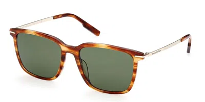 Zegna Ez0206 52n Men's Sunglasses Tortoiseshell Size 56 In Green