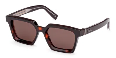 Zegna Ez0214 56e Men's Sunglasses Tortoiseshell Size 54 In Red
