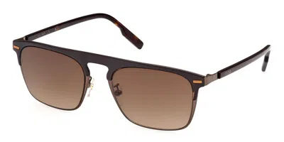 Zegna Ez0216-h 48f Men's Sunglasses Brown Size 56
