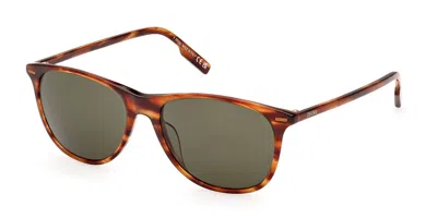 Zegna Ez0217 56n Men's Sunglasses Tortoiseshell Size 55 In Green
