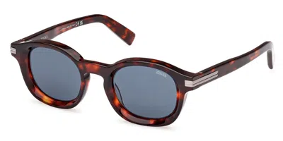 Zegna Ez0229 54v Men's Sunglasses Tortoiseshell Size 47 In Brown