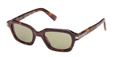 Zegna Ez0239 52n Occhiali Da Sole Tartarugatishell Per Uomo In Brown