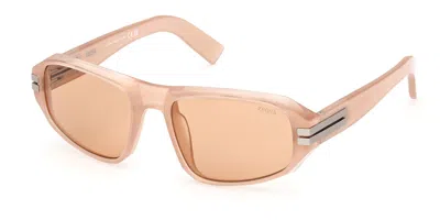 Zegna Ez0262 47e Men's Sunglasses Brown Size 58