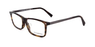 Zegna Ez5074f Asian Fit Men's Glasses, Tortoiseshell, Size 56 In Brown