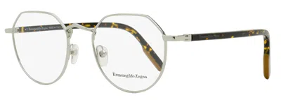 Zegna Ez5238 Geometric Metal Frame Eyeglasses In Silver