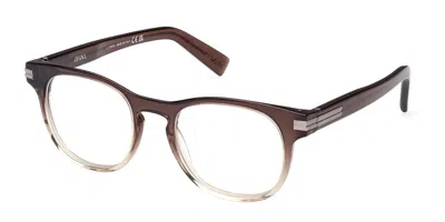 Zegna Ez5268 050 Men's Glasses Brown Size 51 - Free Lenses - Blue Light Block Available In Transparent Gradient Brown