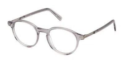 Zegna Ez5269 020 Men's Glasses Clear Size 48 - Free Lenses - Blue Light Block Available In Transparent Shiny Grey
