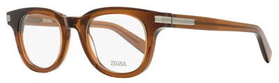 Zegna Ez5279 Thick Oval Acetate Eyeglasses In Brown