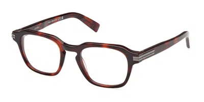 Zegna Ez5282 Men's Glasses, Tortoiseshell, Size 50 In Red