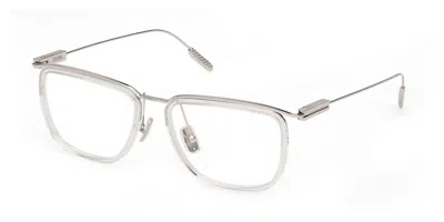 Zegna Ez5288 026 Men's Glasses Clear Size 55 - Free Lenses - Blue Light Block Available In Metallic