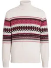 Zegna Intarsia Cashmere Turtleneck Sweater In White