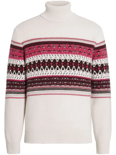Zegna Intarsia Cashmere Turtleneck Sweater In Multi