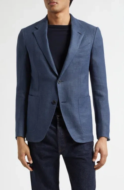 Zegna Fairway Crossover Linen Blend Sport Coat In Blue
