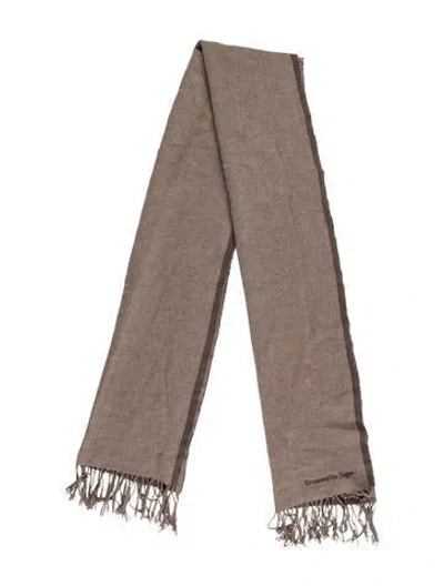 Pre-owned Zegna Festival Quadri Wool Scarf In Grey