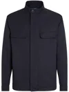 Zegna Long-sleeved Field Jacket In Blue