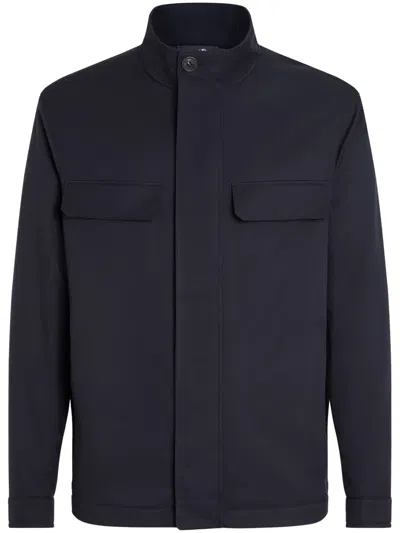 Zegna Long-sleeved Field Jacket In Blue