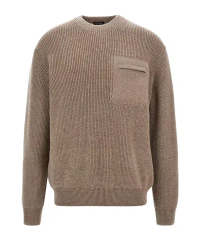 Zegna Fine-knit Cashmere Jumper In Brown