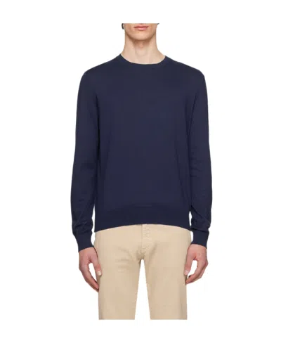 Zegna Fine-knit Cotton Jumper In Blue