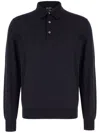 Zegna Cashseta Essential Long Sleeve Regular Fit Polo Shirt In Blue