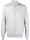 Zegna Jersey Knit Long-sleeve Zipper In Grey