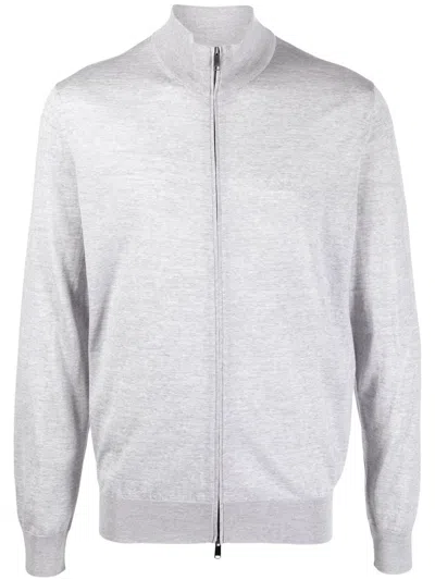 Zegna Jersey Knit Long-sleeve Zipper In Grey