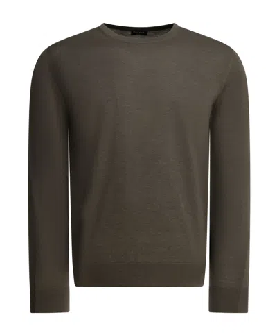 Zegna Fine-knit Crewneck Knitted Sweater In Black