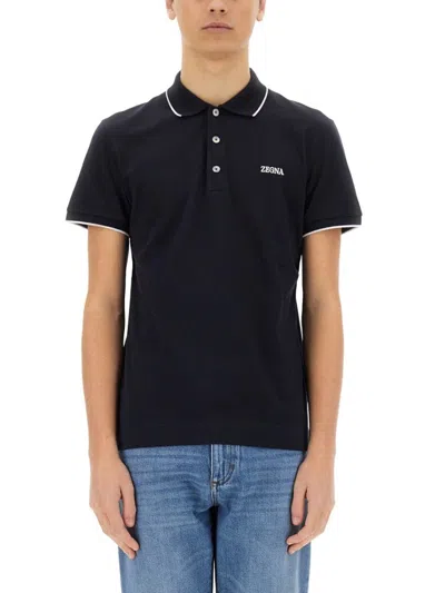 Zegna Men's Polo With Logo T-shirt In Black