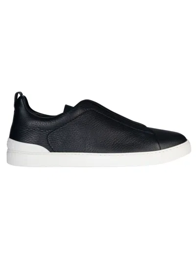 Zegna Fitted Slide-on Sneakers In Black