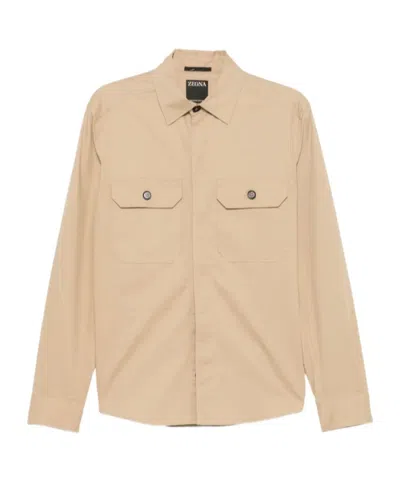 Zegna Flap-pocket Shirt Jacket In Neutral