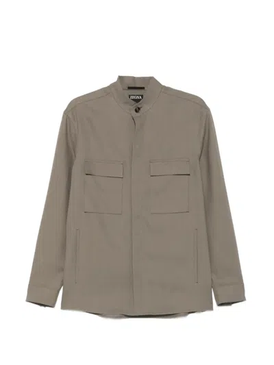 Zegna Flap-pockets Shirt Jacket In Gray