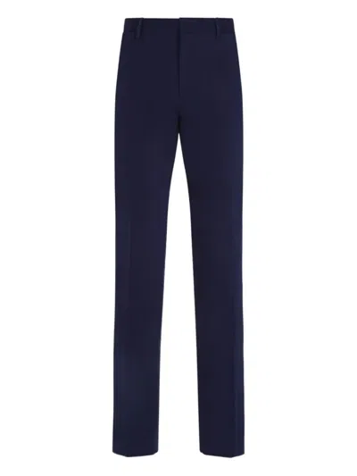 Zegna Flat-front Trousers In Blue