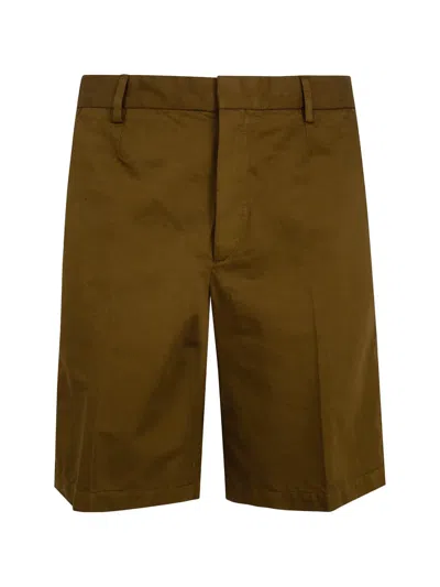 Zegna Flat-front Shorts In Brown