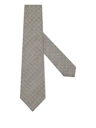 Zegna Floral-pattern Silk Tie In Neutral