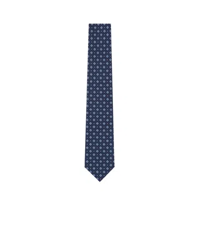 Zegna Floral Pattern Tie In Blue