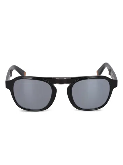 Pre-owned Zegna Foldable Round Sunglasses In Black