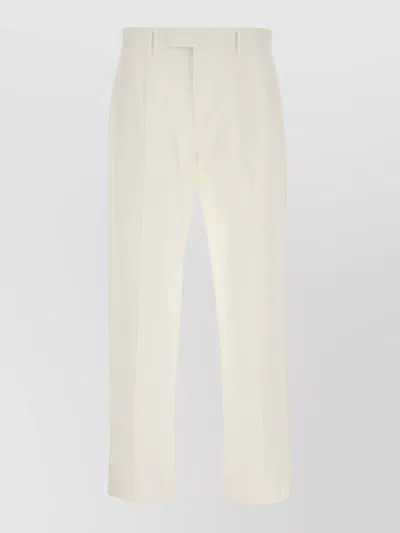 Zegna Formal Tailored Trousers Straight Leg Pleated Front In White