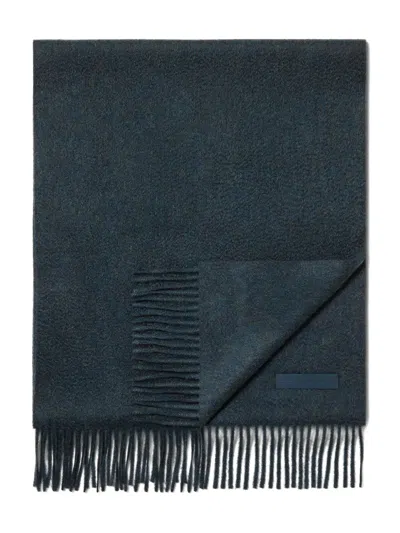 Zegna Dark Green Oasi Cashmere Scarf In Blue