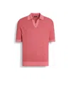 Zegna Fuchsia Mélange Silk Cashmere And Linen Polo Shirt In Fuchsia Mélange