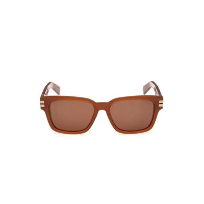 Zegna Full Frame Sunglasses In Brown
