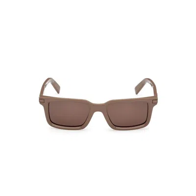 Zegna Full Frame Sunglasses In Brown