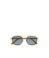 Zegna Transparent Light Brown Havana Orizzonte I Acetate And Metal Sunglasses In Blue