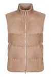 Zegna Men's Full Zip Down Vest In Sand