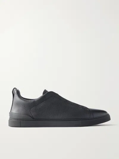Zegna Black Cow Leather Thermoplastic Polyurethane Polyurethane Low-top Sneakers