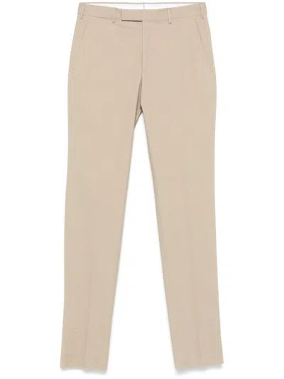 Zegna Gabardine-weave Chinos In Neutrals
