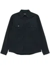 Zegna Long-sleeved Poplin Shirt In Blue
