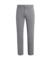 Zegna Jean Roccia En Lin Et Coton Extensible Taupe Foncé In Gray