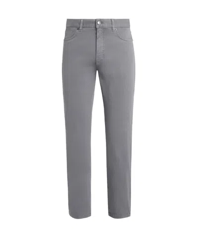 ZEGNA ZEGNA LOGO PATCH SLIM-CUT JEANS