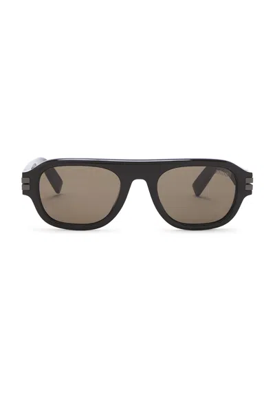 Zegna Geometric Acetate Sunglasses In Black