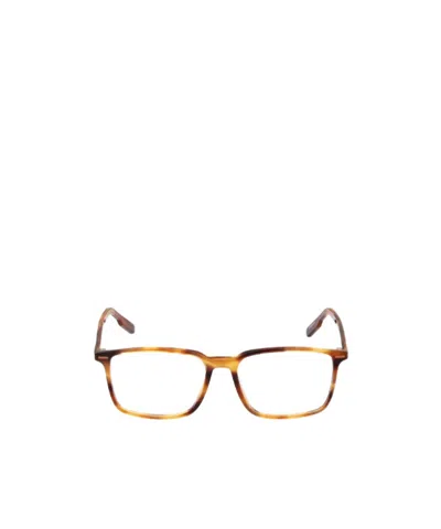 Zegna Geometric Frame Plain Glasses In Brown